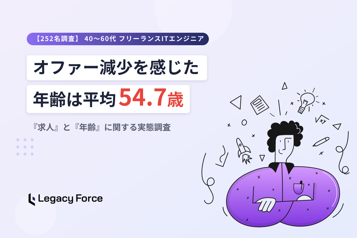 フリーランスITエンジニアがオファー減少を感じた年齢は平均54.7歳。6割超が「対策できず」、約半数がブルーカラー転向「アリ」【40〜60代252名調査】